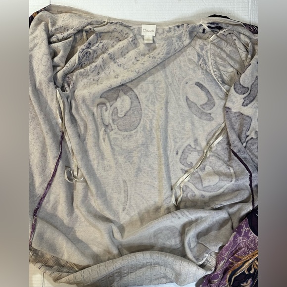 Chicos Cardigan Sweater Womens Purple Paisley Open Long Sleeve Boho Hippie Med 2 - Picture 7 of 14